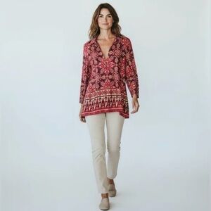 Lauren Ralph Lauren Burgundy and Beige Tunic